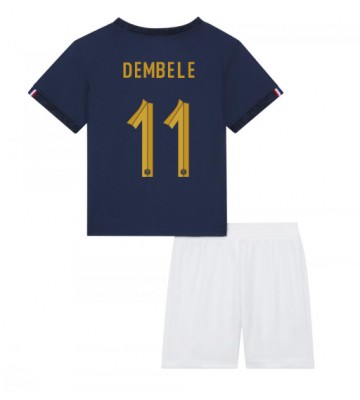 Frankrike Ousmane Dembele #11 Hjemmedraktsett Barn VM 2022 Kortermet (+ Korte bukser)